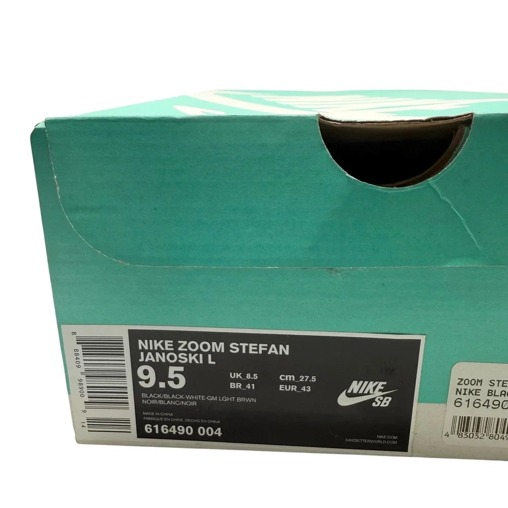 Nike Zoom Stefan Janoski‎ L Shoes Black White Men's Size 9.5